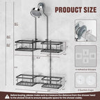 REINHARDT Adjustable Shower Caddy Hanging Rustproof Shower Caddy for Handheld Showerheads, Shower Organizer with Hooks Soap Holder Toothbrush Holder, Anti-Swing Shower Rack Bathroom Accessories, Black - color: Black