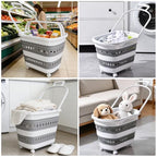 50L Collapsible Plastic Laundry Basket Hamper with Wheels, Foldable Laundry Basket with Handles, Pop Up Storage Container Organizer for Washing Storage - style: 50L Wheel