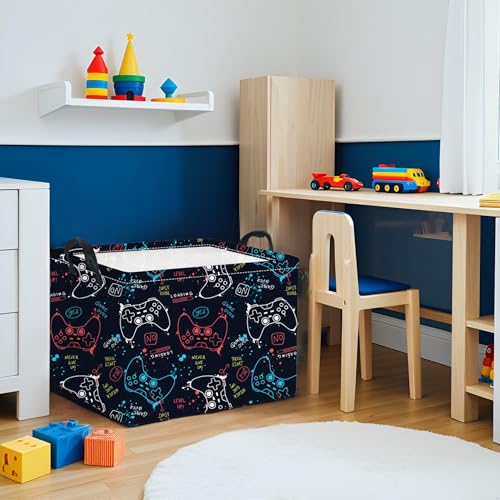 HIYAGON Rectangular Game Basket for Boys Kids Baby Storage Basket Storage Bin Organizer Box Room Decor(Game) - color: Game
