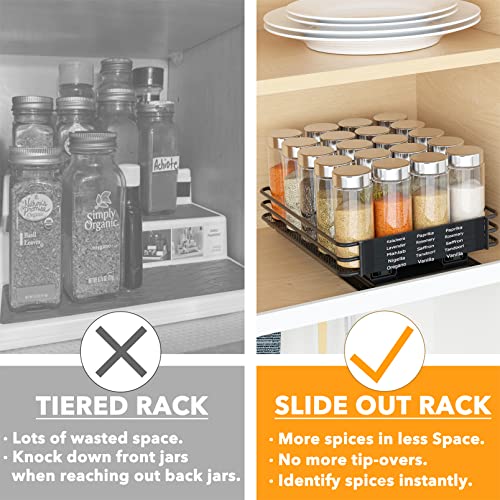 SpaceAid Pull Out Spice Rack Organizer for Cabinet, Heavy Duty Slide Out Seasoning Kitchen Organizer, Cabinet Organizer, with Labels and Chalk Marker, 8.5" W x10.75 D x2.5 H, 1 Drawer 1-Tier - style: 8.5" W, 1-Tier