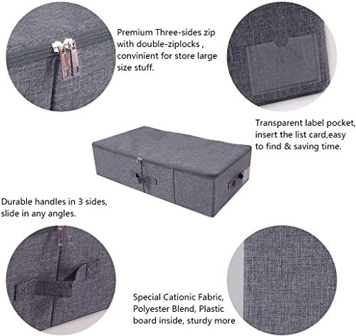 iwill CREATE PRO Pack of 2, Rigid Underbed Storage Boxes with Zip Lid for Clothes, Bedding Sheets, Blankets Organiser, Black Gray - color: Black Gray,2pcs, size: 27.5*15.7*7"