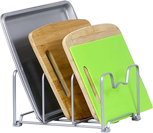 Simple Houseware Kitchen Cabinet Pantry and Bakeware Organizer Rack Holder, Silver - 2 Pack - color: Sliver