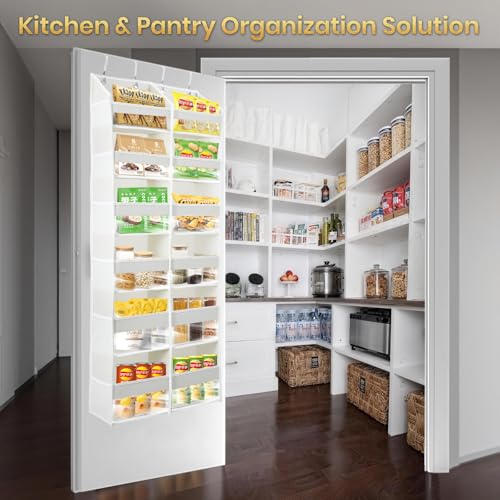 HOMELUX THEORY UPGRADED 6 Tiers Over The Door Organizer Hanging - 100D EXTRA THICK & 50lbs HUGE CAPACITY, 12 Side Mesh Pockets Over The Door Shoe Organizer, Hanging Closet Organizer (Ivory, XL) - color: 1. Ivory, size: XL 1 set