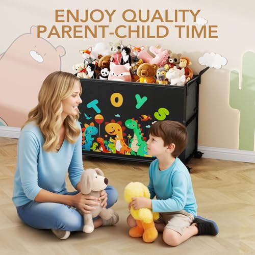 BBLIKE Toy Box for Kids - 200L Extra Large Toy Chest Storage with Wheels for Boys and Girls, Toy Organizer Bin for Stuffed Animals, Toy Basket for Bedroom, Nursery, Living Room, Playroom, Black - color: Black
