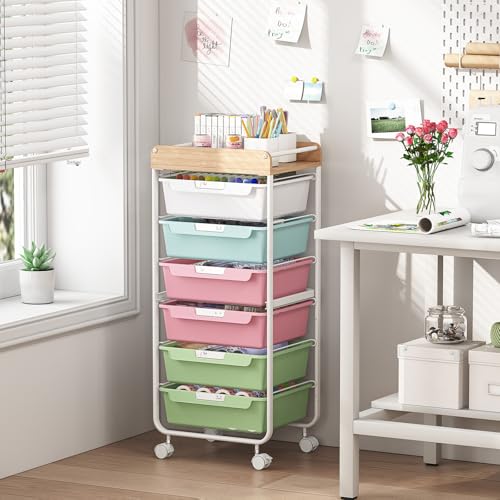 APEXCHASER Utility Cart with 6 Drawers,Rolling Storage Cart for Crafters Artists Kids Teacher Student Storage Arts Crafts & Sewing Study Supplies in Craft Room Dorm Classroom Kids Room-Colorful - color: Colorful, size: 6-Drawers