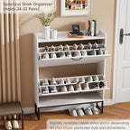 Nicetree Shoe Storage Cabinet with 2 Flip Drawers, Freestanding Shoe Organizer, Shoe Cabinet with Metal Legs, Narrow Shoe Rack Cabinet, Farmhouse Slim Shoe Cabinet for Entryway, Foyer, Hallway, White - color: White, style: 2-Drawers