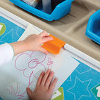 Step2 2-in-1 Toy Box & Art Lid, Kids Toy Storage Bin & Organizer, Easel & Chest in One, Made of Durable Plastic, For Toddlers 2+ Years Old, Tan - color: Tan