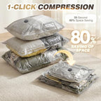 Vacuum Seal Bags for Clothing Travel with Rechargeable Electric Pump, Space Saver Vacuum Storage Bags Travel, Reusable Compression Bags for Luggage Home (14pcs Stripes) - color: 14pcs Stripes