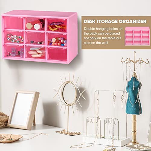 Amyhill 6 Pcs Mini Drawer Organizer Small Organizer with 9 Drawers Plastic Desktop Craft Storage Box for Office Home Room Jewelry Cosmetics Collection(Rose Red) - color: Rose Red