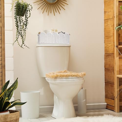 Storage Basket Wicker Baskets for Organizing Toilet Paper Storage Basket for Toilet Tank Top,White - color: White