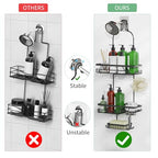 DAOYA Shower Caddy Hanging, Anti-Swing Over Head Shower Caddy, Rustproof Bathroom Organizer with Soap Holder & Hooks - color: Black, size: L
