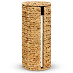 Graciadeco Stand Paper Storage with Lid Spare Extra 3 Rolls of Toilet Tissue Holder Free Standing Water Hyacinth Wciker Toilet Paper Organizer Basket for Bathroom