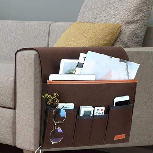 Multifunctional Sofa Organizer - Non Slip Armrest Storage Bag, Convenient Couch Pocket for Remote, Phone, and Accessories, Sturdy Design, Best for Recliner, Home, Use - color: Brown