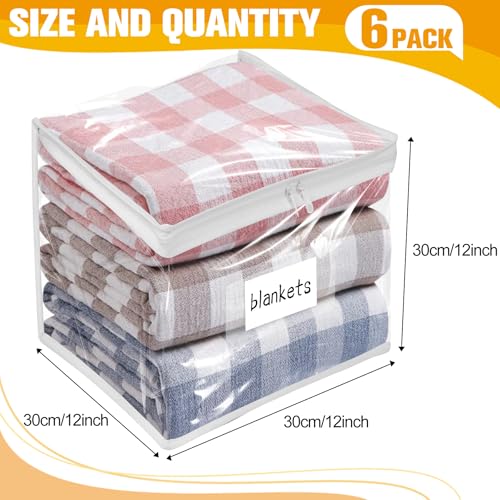 Kikerike Plastic Storage Bags with Easy-Glide Zipper, Pack of 6, Durable Clear Vinyl Zippered Storage Bags for Clothes Sweaters Comforters Blankets Sheets Bedding (12 x 12 x 12 Inch, White) - color: White, size: 12 x 12 x 12 Inch - 6 Pack