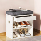 YMYNY Small Shoe Storage Bench with Cushion and Drawer, 2 Tier Adjustable Entryway Bench with Storage, Wooden Shoe Rack Bench for Entryway, Living Room, Hallway, Closet, Bedroom, White, HSC002W - color: White