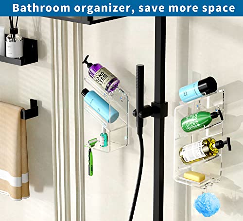 AITEE Acrylic Bathroom Organizer Shower Caddy, Clear Shampoo Holder Organizer Shelf Wall Mounted, Shower Shelves with Suction Cup, No Drilling and Rustproof, Sturdy and Durable - style: Upgraded Shelf