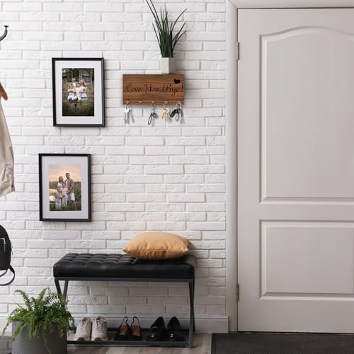 Love You Bye Wooden Key Holder - Wall Mounted Key Holder Rack Organizer Hanger with 5 Hooks for Wall Express Love Art Decor for Entryway Front Door Hallway Office(4 x 8 inch) - A01 - color: Love You Bye