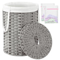 SETVSON Laundry Hamper with Lid Laundry Basket with Lid 19.0 Gal (72 L) Round Laundry Basket Handwoven Rattan Basket with Lid Removable Bag 2 Mesh Bags Handles for Living Room Bathroom Gray - color: Gray, size: 72L