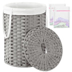 SETVSON Laundry Hamper with Lid Laundry Basket with Lid 19.0 Gal (72 L) Round Laundry Basket Handwoven Rattan Basket with Lid Removable Bag 2 Mesh Bags Handles for Living Room Bathroom Gray - color: Gray, size: 72L
