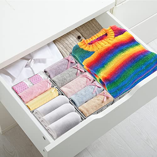 Posprica Drawer Organizer Bins,Woven Strap Storage Box Cube Basket Containers Divider for Organizing drawers, Shelves, Closets, Cabinets, Dressers and Countertops,set of 4, Light Grey - color: Light Grey
