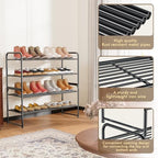 SUFAUY 2-Tier 33" Wide Shoe Rack, Closet Metal Shoe Rack Organizer Heavy Duty, Stackable, Black - color: Black, size: 2 Tier