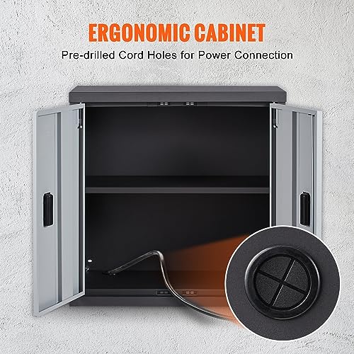 VEVOR Foldable Wall Cabinet, Metal Garage Locker Mounted 26" Small Tool Chest 240 LBS Loading Capacity Adjustable Shelf Magnetic Door File for Warehouse Office Home Black - style: Foldable 26"