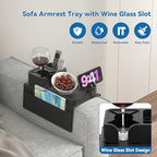 Couch Arm Cup Holder CLESOO Couch Arm Tray Anti-Slip Couch Cup Holder Silicone Sofa Armrest Tray Dual Side Pocket Couch Drink Holder Sofa Caddy Arm Remote Holder Snack Caddy with Phone Holder Black - color: Black