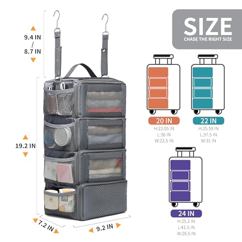 Suitcase Organizer Travel Bags Organizer for Luggage Compression Hanging Packing Cubes for Travel Carry on Closet (Bag Only) - color: Grey, size: Small
