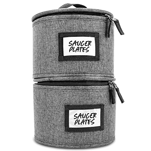 Homelux Theory Saucer Storage with Lid, 2pcs Hard Shell China Storage Containers, Heavy Duty Dinnerware Storage Box with 24 Felt Pads and Thick Surface for Dishes and Dinner Plate, Move Out Essentials - color: Dark Gray, size: 6. Saucer Plate Storage (2pc