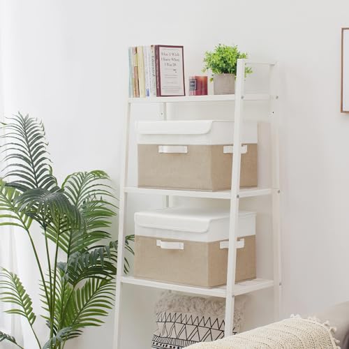 GRANNY SAYS Storage Bins with Lids, Decorative Storage Boxes, Clothes Stoarge Bins, Shelf Baskets, Closet Storage Bins for Clothing, Collapsible Storage and Organization, 2-Pack - color: White/Khaki, size: Large-2 Pack