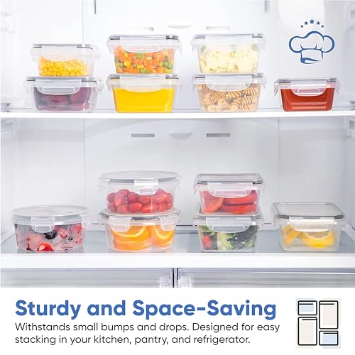 Chef's Path 28 Piece Airtight Food Storage Containers with Easy Snap Lids, 14 Containers and Lids, Stackable Kitchen and Pantry Canisters for Coffee, Meal Prep and Food Storage -Transparent - color: Pack of 14