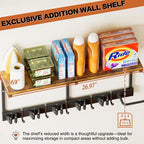 Broom Holder Wall Mount with Cleaning Supplies Organizer, Laundry Room Organization and Storage Shelves with Mop Hanger Rack Gripper Hooks, Utility Shelf Closet Organizer for Home Garage Kitchen - size: Large