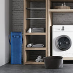 Odonata Slim Laundry Hamper Handles Collapsible Laundry Basket Thin Dirty Clothes Basket Narrow Laundry Bag Foldable Dirty Hamper 45L (Navy blue) - color: Navy blue