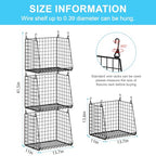 3-Pack Extra-Tall 13.6'' Hanging Laundry Basket Organizer, Foldable Wire Shelf with 360° Rotating Hooks & Reinforced Height - Durable Space-Saving Laundry Room & Closet Organizer, Black Patent - size: 3-Pack 13.9*11.1*40.6inch