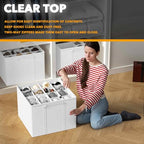 SpaceAid Shoe Organizer for Closet, 2 Pack Foldable Shoe Storage Containers Baskets Boxes Bins w/Adjustable Dividers, Fits 16-32 Pairs, White - color: White