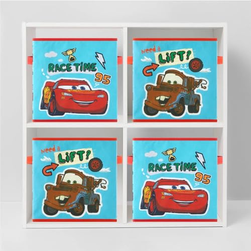 Disney Cars Storage Cubes, Set of 2 Durable 10"x10"x10" Fabric Bins with Handles, Lightning McQueen Organizer Boxes for Kids' Toys, Clothes & Room Décor - color: Cars
