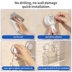 Shower Caddy Suction Cup, Removable Bathroom Organizer Shelf for Shower Storage, No Drilling Clear Square Shower Shelves, Large Capacity & Reusable, 1 pack - color: White2