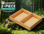 Bamboo Kitchen Drawer Organizer Boxes – 9" x 6" Stackable Wood Silverware Utensil Tray for Drawers Bins, Cutlery & Flatware Storage – Wooden Organizers Set of 2 for Junk Drawer, Bathroom, RV - size: 9" x 6" x 2"