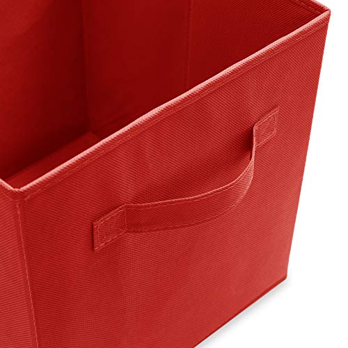 Casafield Set of 6 Collapsible Fabric Cube Storage Bins, Red - 11" Foldable Cloth Baskets for Shelves, Cubby Organizers & More - color: Red, size: 10.5" x 10.5" x 11"
