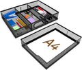 Yummy Sam 2 Pack Desk Drawer Organizer Tray, Office Drawer Organizer Tray with 2 Dividers, Metal Mesh Drawer Organizers for Desk, Desktop, Office Supplies, 12.2X8.8x2.1Inches