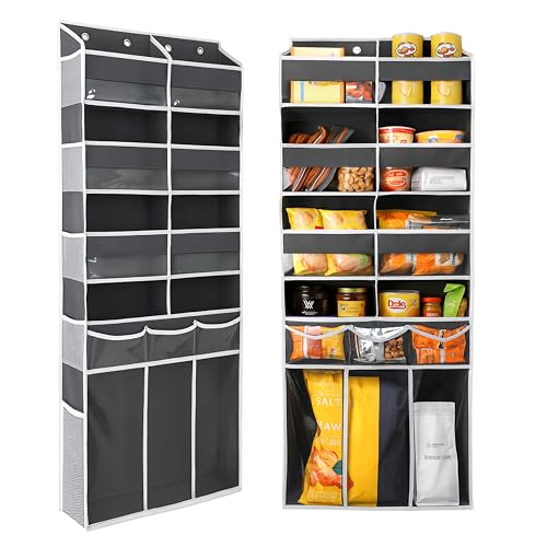 Extra Large Over The Door Organizer with Clear Pockets - 8 Compartments & XL Bottom Storage, Heavy-Duty Hanging Organizer for Bathroom, Bedroom, Closet (57 Inch Height). - color: Dark Grey