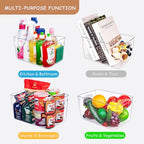 Clear Plastic Storage Bins-6 Pack Large Pantry Organizers and Storage Containers for Kitchen, Bathroom, Under-Sink, Office, Closet, Garage, Freezer and Snack - size: 6 Large & 0 Small