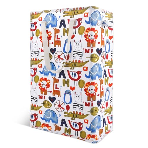 Odonata Slim Laundry Hamper Handles Collapsible Laundry Basket Thin Dirty Clothes Basket Narrow Laundry Bag Foldable Dirty Hamper 48L (Animal) - color: Animal