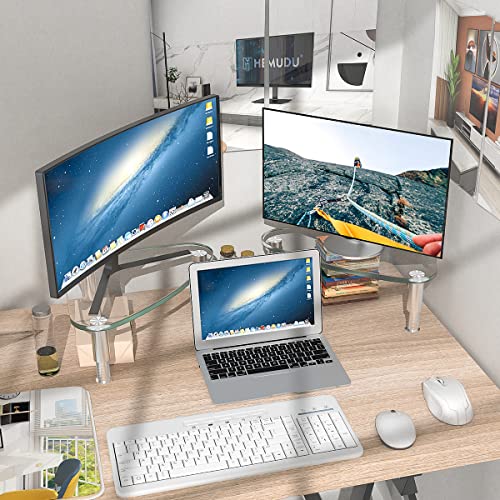 Hemudu 2 Pack Computer Monitor Riser | Triangle Desktop Universal Corner Stand for Computer Monitor & Laptop HD01T-203 - color: clear