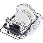 TOOLF Expandable Dish Drying Rack Over The Sink Adjustable Dish Rack in Sink Or On Counter Dish Drainer with Utensil Holder Rustproof for Kitchen - size: Middle