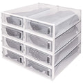DHMAKER 8 Pack Boot Storage Box, Stackable Clear Plastic Boot Shoe Organizer for Tall Boots, Closet, Drop Front Boot Organizer, Large Shoe Container Boot Storage with Lid, 20.5" x 11.8" x 5.5"