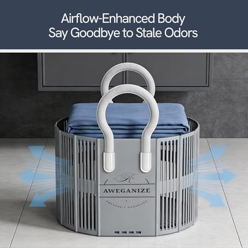 40L Collapsible Laundry Basket with Handles, Durable Space-Saving Storage Basket for Clothes, Utility, Groceries Toys & Home Organization – Grey - color: Grey