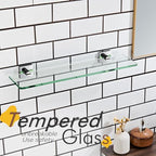 KOKOSIRI Bathroom Shelves Wall Mount 20-Inch Floating Glass Shelf Kitchen Hanging Rack Shower Storage, 2 Pack Polished Stainless Steel B1107CH-L20-P2 - color: Polished Chrome, size: 20-Inch(2 Pack)