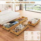 Under Bed Storage Containers with Wheels, 31.5” Large Handwoven Rattan Rolling UnderBed Storage Bins, Tool-free Assembly Natural Under The Bed Organizer Drawers for Bedroom, Sheets Clothes Blankets - style: 2 Pack(A-Natural)