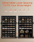 CASAMAYA Shoe Rack with Covers, 10 Tiers Tall Shoe Rack Organizer, Large Capacity Shoe Shelf Storage, Hold 50 Pairs of Shoes, Vertical Shoe Storage Organizer for Closet, Entryway, Black, SRT105B01 - size: 37.8"W - 10 Tier